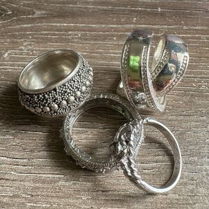 Sterling Silver Mixed-Style Women's Ring Set - Silver